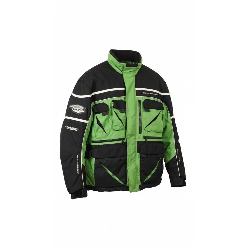 Arctic Cat Jacket Mens Medium Green  A-tex Snowmobile Coat Signed By Snowcross
